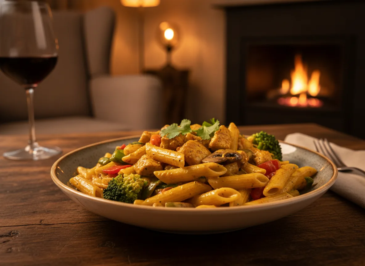 Penne Kipcurry met Groenten