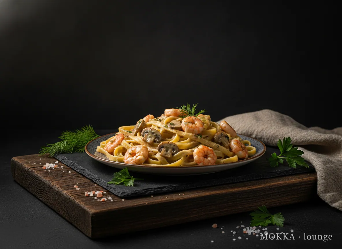Tagliatelli Scampi Champignonroomsaus